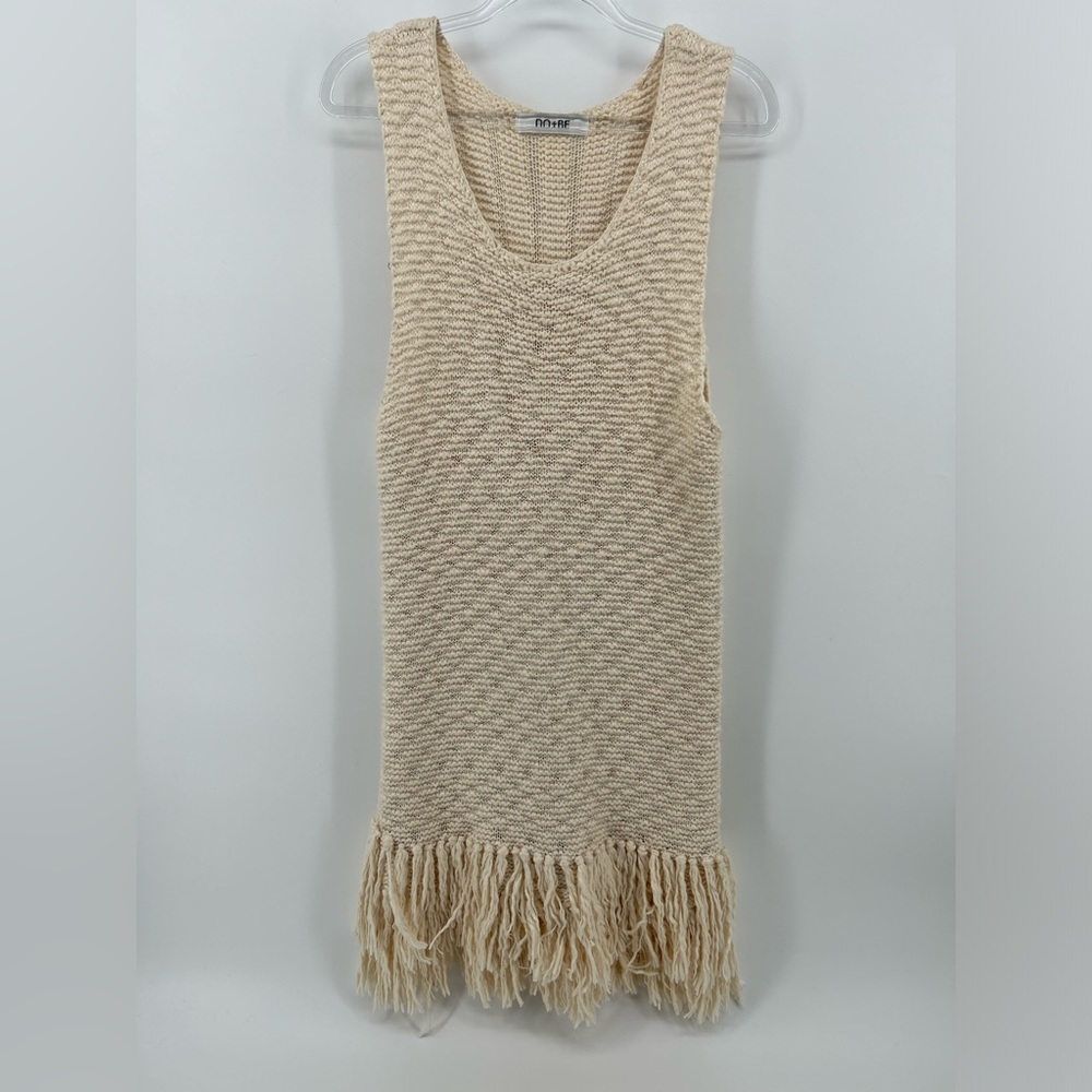 Do + Be Women's Dress Size S Beige Fringe Boho Crochet Beach Coverup Vacation